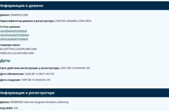 RDAP-запись домена example.com в ICANN Lookup