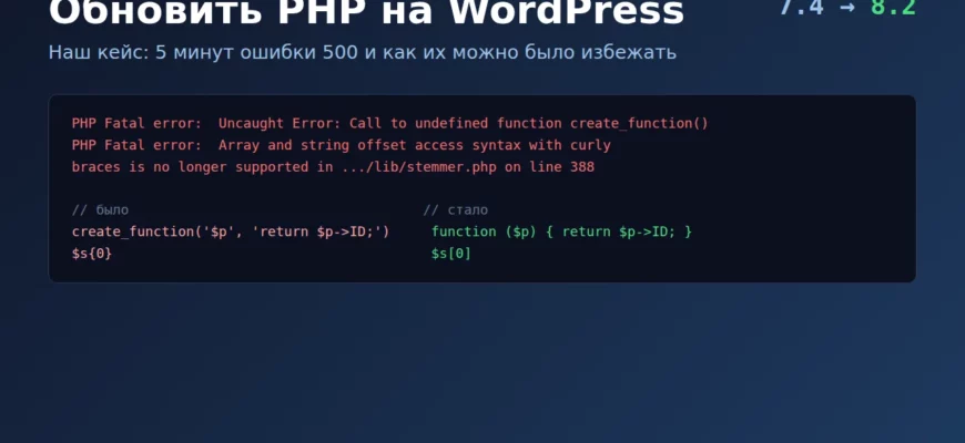 Обновить PHP на WordPress: ошибки из лога и исправление create_function