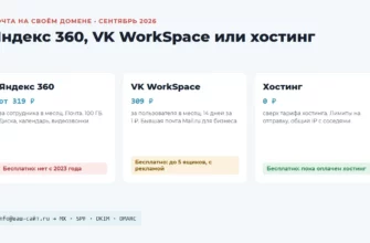 Почта на домене: сравнение Яндекс 360, VK WorkSpace и почты хостинга по цене и бесплатным вариантам