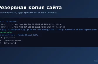 Резервная копия сайта: дамп базы и архив файлов в терминале