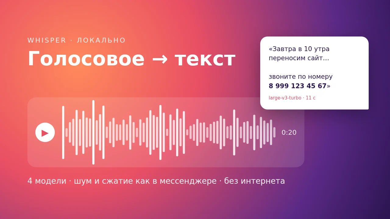 Расшифровка аудио в текст с помощью Whisper