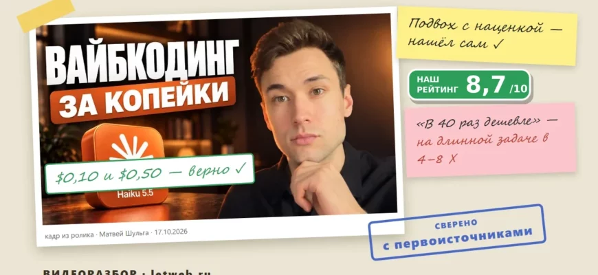 Claude Haiku 5.5: разбор видео — цена, наценка после 100 тысяч токенов и тесты