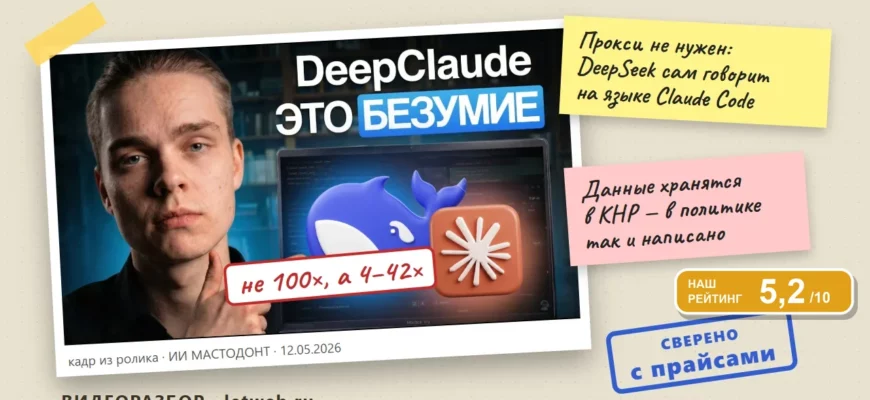 DeepSeek и Claude Code: кадр из ролика с пометками проверки фактов
