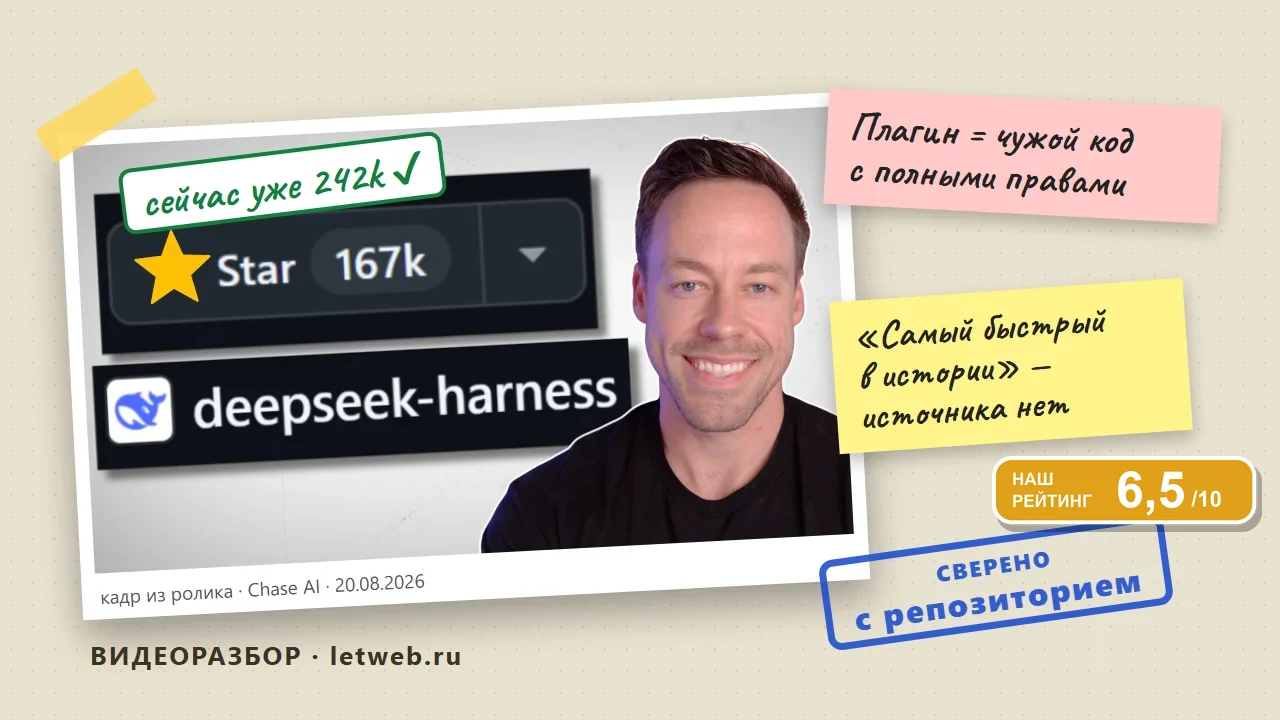 DeepSeek Harness, плагины: кадр из ролика с пометками проверки