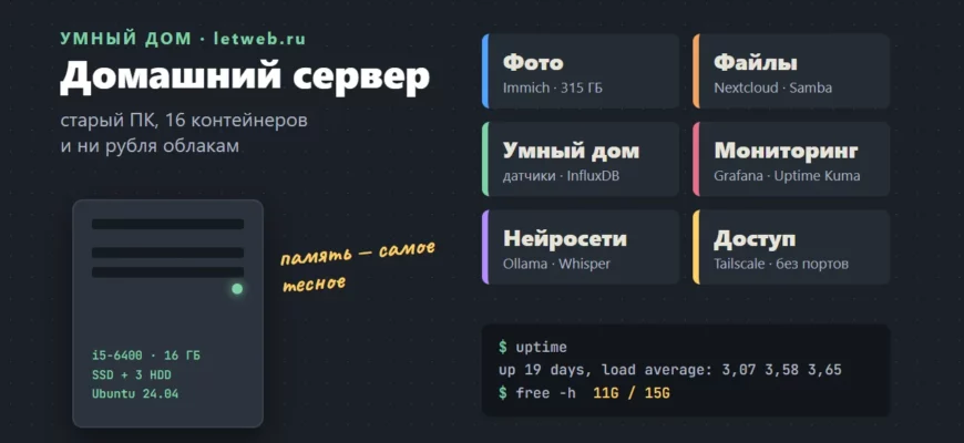 Домашний сервер: что на нём работает — фото, файлы, умный дом, мониторинг, нейросети