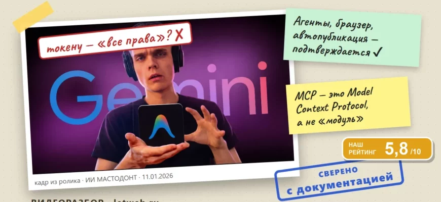 Google Antigravity: кадр из ролика с пометками проверки фактов