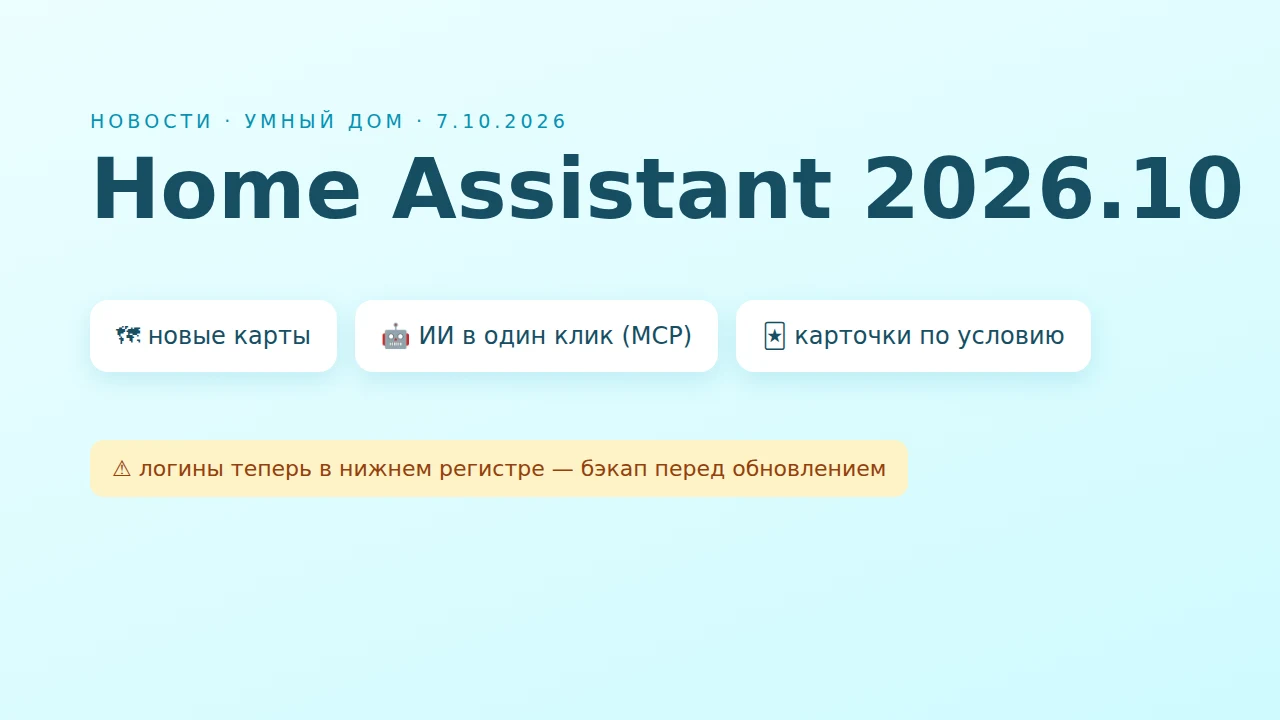 Home Assistant 2026.10: что нового