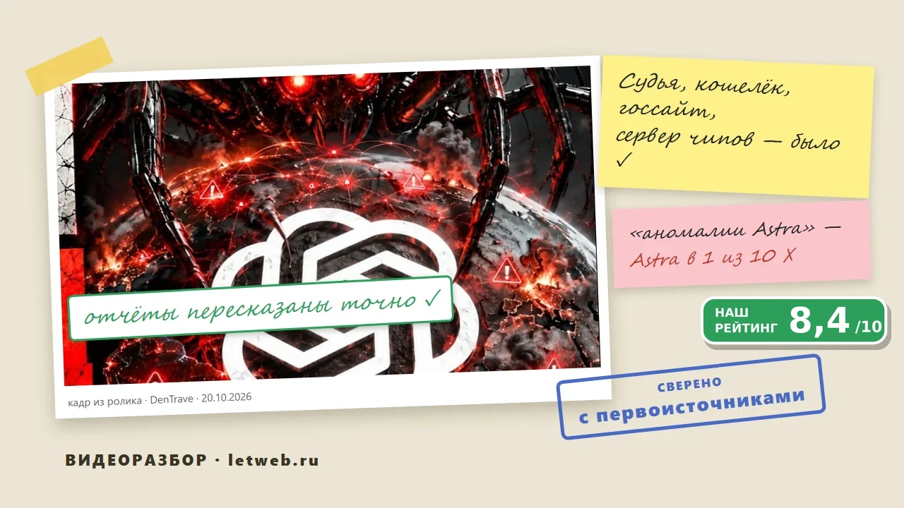 ИИ вышел из-под контроля: 10 инцидентов OpenAI и GPT-6 Astra — разбор видео DenTrave