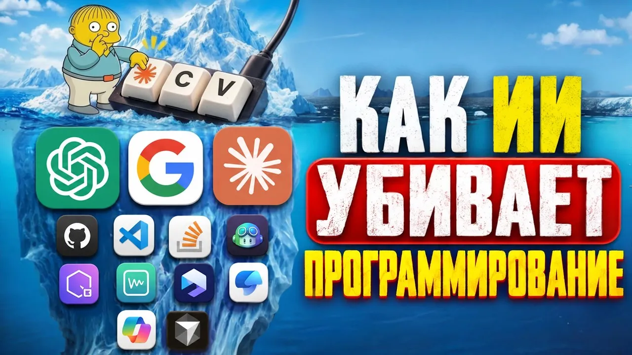 Кадр из ролика «АЙСБЕРГ ВАЙБКОДИНГА: Как Код Начал Писать Сам Себя?»