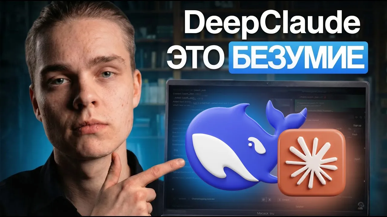 Кадр из ролика «DeepSeek V4 + Claude Code = 100X ДЕШЕВЛЕ»