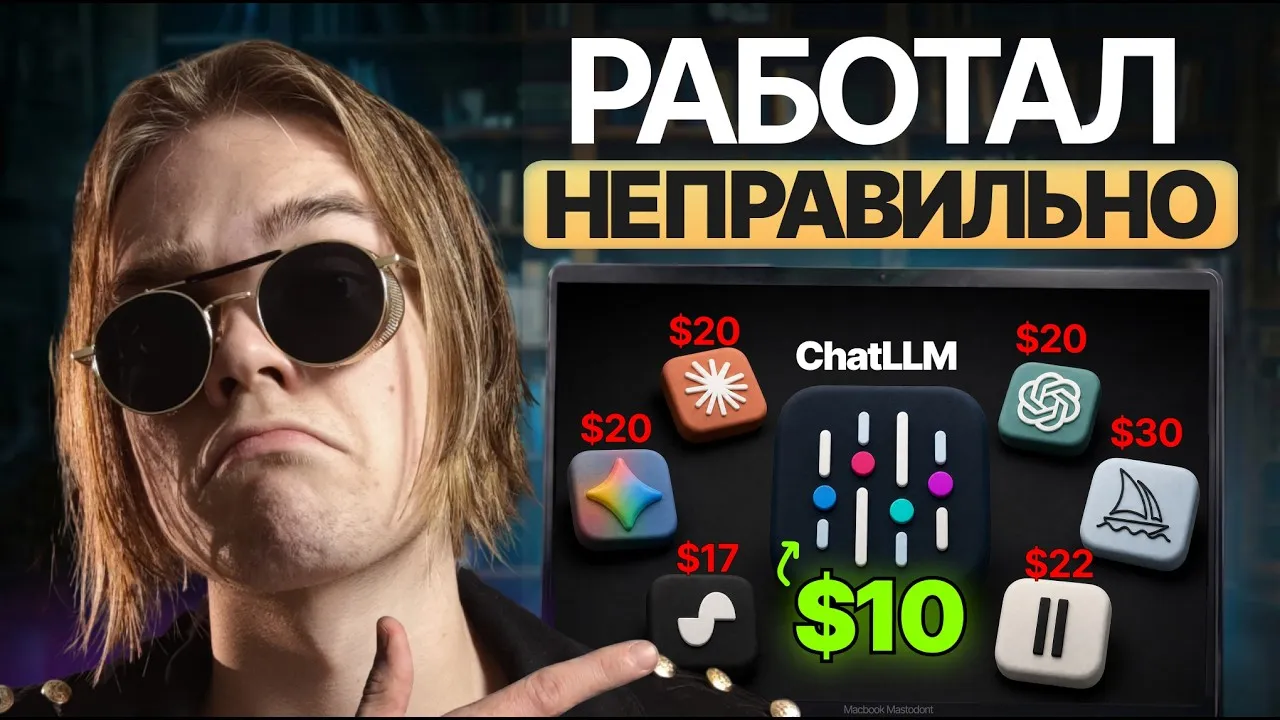 Кадр из ролика «Ты Всю Жизнь Работал С ИИ Неправильно (ChatLLM)»