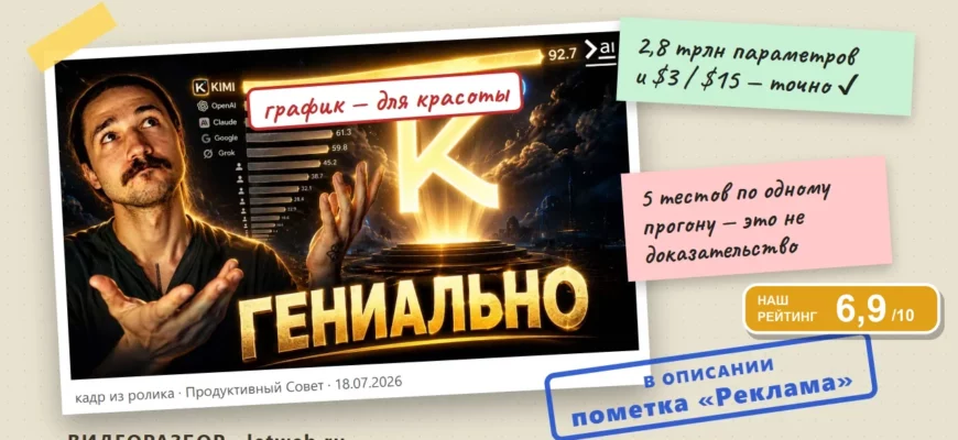 Kimi K3: кадр из ролика с пометками проверки фактов