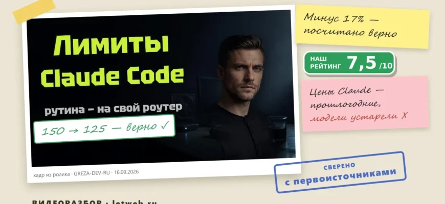 Лимиты Claude Code после 14 сентября 2026: разбор видео про минус 17%