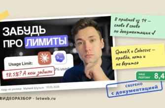 Лимиты Claude и экономия токенов: кадр из ролика с пометками проверки фактов