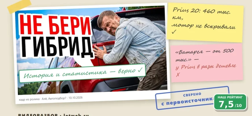 Минусы гибрида: разбор видео «Алё, Автоподбор?» и опыт владельца Prius 20