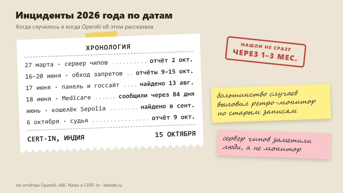Хронология инцидентов ИИ-агентов OpenAI в 2026 году