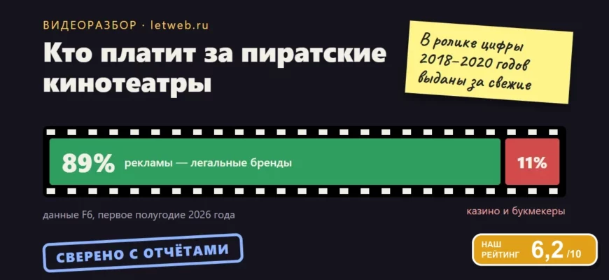 Пиратские онлайн-кинотеатры: кто платит за рекламу, данные F6