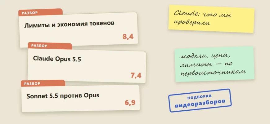 Claude: подборка видеоразборов о моделях, ценах и лимитах