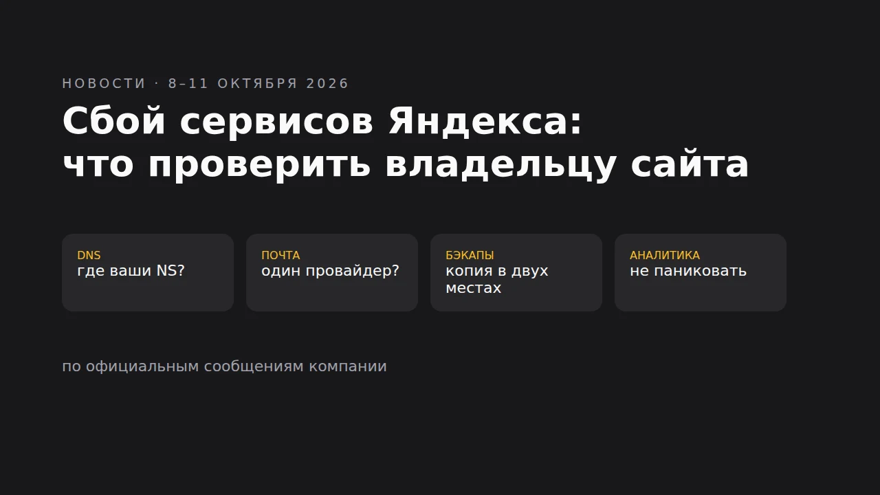 Сбой сервисов Яндекса: что проверить владельцу сайта