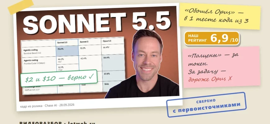Claude Sonnet 5.5 против Opus 5.5: разбор видео о бенчмарках и цене
