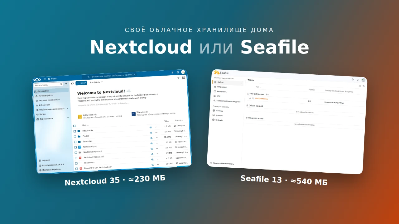 Своё облачное хранилище: Nextcloud или Seafile