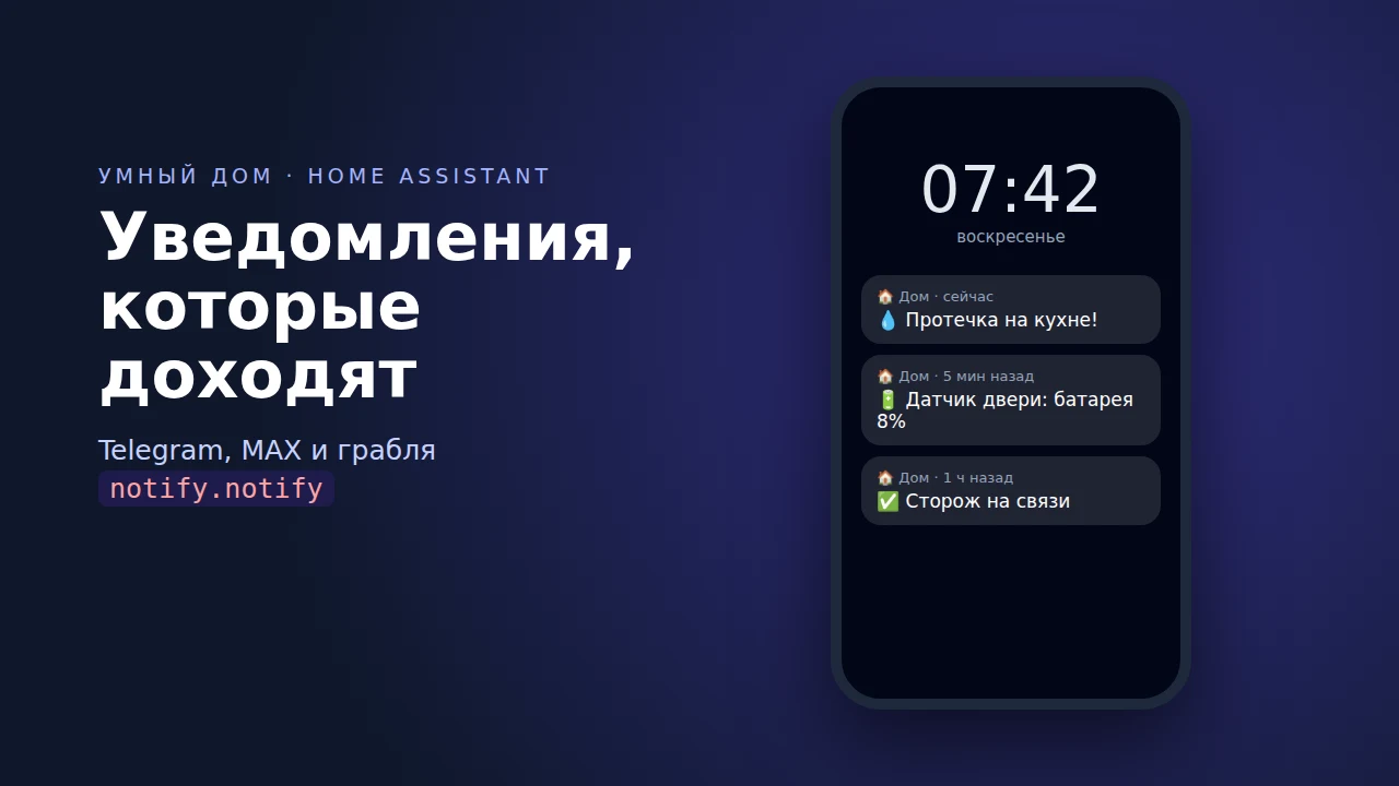 Уведомления Home Assistant в Telegram и MAX