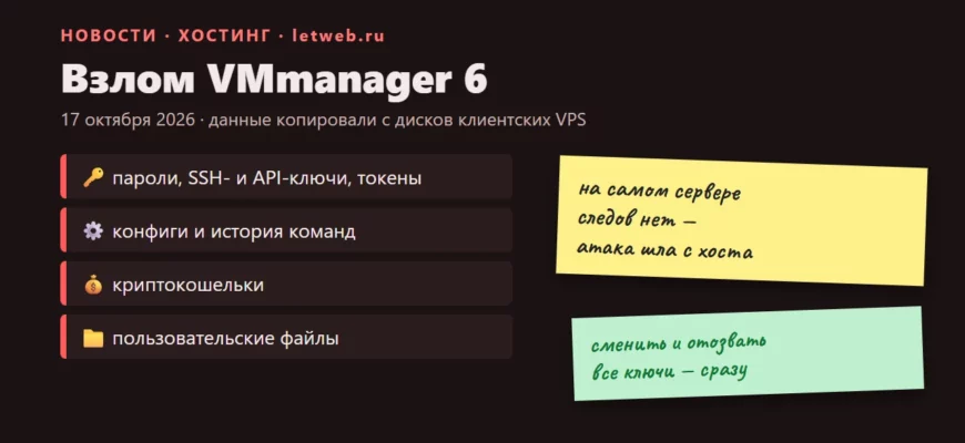 Взлом VMmanager 6: что украли с VPS и что сделать владельцу сервера